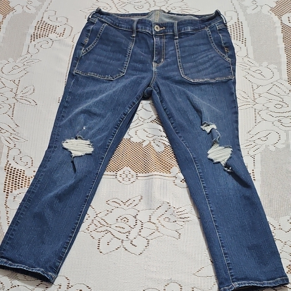 Torrid Blue Distressed Ankle Jeans